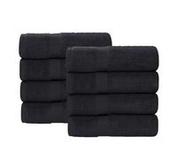 Superior 8-Piece Cotton Hand Towel Set, Small Towels for Fast Dry, Home Essentials, Bathroom Decor, Face, Body, Spa, Resort, Gym, Absorbent, Soft, House Accessories, Franklin Collection, Black