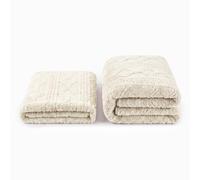 SUPERIOR Arctic Textured Fleece Twin Bed Blanket & Throw 2-Piece Set, Ivory
