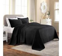 Superior Bedspread with Pillow Shams, Cotton, Black, Full