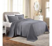 SUPERIOR Bedspread with Pillow Shams, Cotton, Silver, Full
