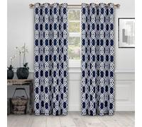 Superior Blackout Curtains, Room Darkening, Bedroom, Drapes, Kitchen, Living Room Window Accents, Sun Blocking, Thermal, 2 Pack, Ribbon Blackout Curtains, Set of 2, 52" x 108", Navy Blue