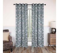 Superior Blackout Curtains, Room Darkening Window Accent for Bedroom, Sun Blocking, Thermal, Modern Bohemian Curtains, Leaves Collection, Set of 2 Panels, Rod Pocket - 52 in x 84 in, Teal