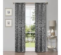 Superior Blackout Curtains, Room Darkening Window Accent for Bedroom, Sun Blocking, Thermal, Modern Bohemian Curtains, Leaves Collection, Set of 2 Panels, Rod Pocket - 26 in x 63 in, Nickel Black