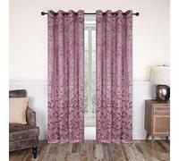SUPERIOR Blackout Curtains, Room Darkening Window Accent for Bedroom, Sun Blocking, Thermal, Modern Bohemian Curtains, Leaves Collection, Set of 2 Panels, 8 Grommets, 52" x 96", Blush