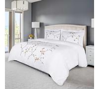 Superior Blossom Cotton 200 Thread Count Duvet Cover Set, Soft Bedding, Comforter Essentials, Embroidered Floral Tree and Birds, Includes 1 Duvet Cover, 2 Pillow Shams, King/California King