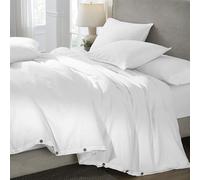 Superior Carmen 100% Cotton Relaxed Vintage Wash Duvet Cover Set, Lightweight Crisp Percale Bedding, Inner Ties, Button Closure, Matching Pillow Shams, Boho Chic Bedroom, King/California King, White