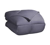 Superior Classic All-Season Down Alternative Comforter with Baffle Box Construction, Twin, Silver, Microfibre, Single