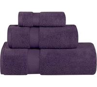 Superior Collection 100% Zero Twist Cotton Super Soft and Absorbent 3-Piece Towel Set, Grape Seed