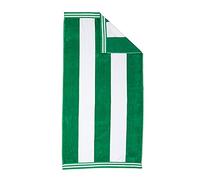 Superior Collection Combed Cotton Luxurious Jacquard Beach Towels, Dark Green Cabana Stripe, Oversized