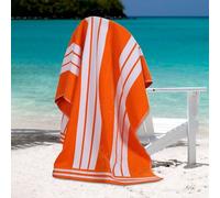 Superior Collection Combed Cotton Luxurious Jacquard Beach Towels, Orange Cabana Stripe, Oversized