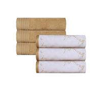 Superior Cotton 6 Piece Assorted Solid and Marble Hand Towel Set, Daily Use, Soft, Absorbent, Decorative Bathroom and Kitchen Accessories, Home Essentials, Modern Aesthetic, Hand Towel, Bronze