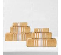 Superior Cotton 6 Piece Towel Set, 2 Bath, 2 Hand, 2 Washcloth/Face Towels, Quick Dry, Home Essentials, Shower, Spa, Luxury Plush Soft Absorbent Towels, Zero-Twist, Solid, Sadie Collection, Gold
