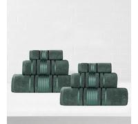 Superior Cotton 6 Piece Towel Set, 2 Bath, 2 Hand, 2 Washcloth/Face Towels, Quick Dry, Home Essentials, Shower, Spa, Luxury Plush Soft Absorbent Towels, Zero-Twist, Solid, Forest Green