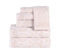 Superior Cotton 6-Piece Towel Set, Quick Dry, Bathroom Essentials, Shower, Spa, Luxury Plush Soft Absorbent Towels, Includes 2 Bath, 2 Hand, 2 Washcloth/Face Towels, Jasper Collection, Gold