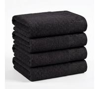Superior Cotton Bath Towels, Set of 4, Floral Jacquard Dobby Border, Body Towel for Bathroom, Guest Bath, Resort, Hotel, Airbnb, Home Essentials, Adult and Kids, Wisteria Collection, Black/Black