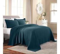 Superior Cotton Bedspread, Jacquard Woven Matelasse Bedding Queen Deep Sea