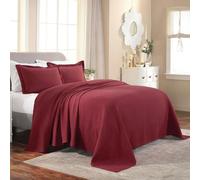 Superior Cotton Fleur De Lis Bedspread Set, Warm Blankets, All-Season Bedding, Bedroom Decor, Decorative Boho Medallion Coverlet, Includes 1 Bedspread, 1 Pillow Sham, Twin, Garnet
