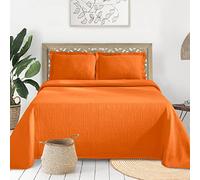 Superior Cotton Fleur De Lis Bedspread Set, Warm Blankets, All-Season Bedding, Bedroom Decor, Decorative Boho Medallion Coverlet, Includes 1 Bedspread, 1 Pillow Sham, Twin, Mandarin