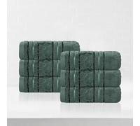 Superior Cotton Hand Towel Set, Small Towels, Plush Soft Absorbent Bathroom Basics, Home Essentials, Spa, Hotel, Kitchen, Luxury Quick Drying, Zero-Twist, Jacquard Floral, Set of 6, Forest Green