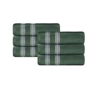 Superior Cotton Hand Towel Set, Zero Twist, Ribbed Geometric, Small Towels, Plush Soft Absorbent Bathroom Basics, Home Essentials, Spa, Salon, Hotel, Kitchen, Luxury Quick Dry, Set of 6, Forest Green