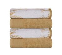 Superior Cotton Solid and Marble Bath Towel Set of 4, Quick Drying Body Towels, Large, Highly Absorbent, Soft, Modern Decorative Bathroom Accessories, Shower, Bath Home Essentials, Bronze