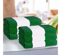 Superior Cotton Striped Beach Towels, Colorful Towels for Adult, Kid, Pool, Swimming, Sand, Travel, Large Oversized, Absorbent, Fast Drying, Bath Basics, Cabana Collection, Set of 6, Dark Green