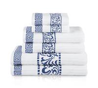 Superior Decorative Cotton Bath Towel Set Athens, 6-Piece Navy Blue