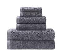 Superior Denim Wash 100% Cotton 550 GSM 6 Piece Bath Towel Set, 2 Face, 2 Hand, 2 Bath Towels, Ideal for Bathroom, Kitchen or Beach, Quick Dry, Jacquard & Solid, Mid-Weight, Navy Blue
