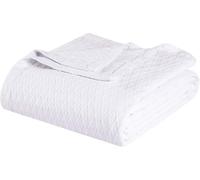 Superior Diamond Weave Blanket, 100% Cotton Cover for Home, Couch, Bed, Soft, Warm Blankets, Boho Aesthetic, Comfy, Cozy, and Cute Covers, Decorative Bedding Essentials, King, White