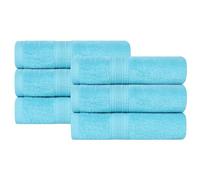 Superior Eco-Friendly Hand Towel Set, Cotton, Turquoise, 40.6 x 76.2 cm, 6-Piece