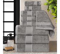 Superior Egypt Produced Giza Cotton 9 Piece Towel Set, Luxury Plush Bathroom Essentials, Quick Dry, Shower, Spa, Soft, Includes 3 Bath, 3 Hand, 3 Washcloth/Face Towels, Niles Collection, Charcoal
