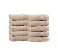 Superior Egyptian Cotton 10-Piece Face Towel Set, Toast, Long-Staple Combed, 33x35.6x5.1 cm