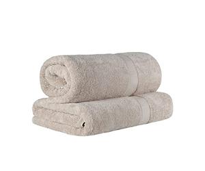 Superior Egyptian Cotton 2-Piece Solid Bath Sheet Set, Bath Sheet 34” x 68”, 800 GSM, 2-Pieces, Stone