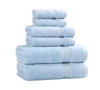 Superior Egyptian Cotton 6-Piece Solid Towel Set, 2 bath towels, 2 face towels, and 2 hand towels, Light Blue