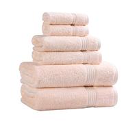 Superior Egyptian Cotton 6-Piece Towel Set, Bathroom Essentials, Towels For Bathroom, Apartment, Airbnb, Guest Bath, Face, Hand, Bath Towels, Washcloths, Absorbent, Fast Drying, Peach