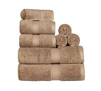 Superior Egyptian Cotton 8-Piece Solid Towel Set, Washcloths 13” x 13”, Hand Towels 20” x 30”, Bath Towels 30” x 55”, Latte, 8-Pieces