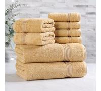 Superior Egyptian Cotton 8-Piece Towel Set, Assorted Towels for Home Bathroom, Guest Bath Decor Essentials, Includes 2 Bath, 4 Hand, 2 Face Towels/Washcloths, Quick Dry, Absorbent, Gold