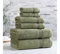 Superior, Egyptian Cotton Bath Towel Set 6 Pieces Home Bathroom Guest Bathroom Decor Includes 2 Bath 2 Hand 2 Face Towels/Washcloths Quick Dry Absorbent Forest Green