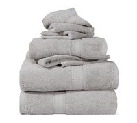 Superior Egyptian Cotton Pile 6 Piece Towel Set, Includes 2 Bath, 2 Hand, 2 Face Towels/Washcloths, Ultra Soft Luxury Towels, Thick Plush Essentials, Guest Bath, Spa, Hotel Bathroom, Silver