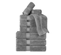 Superior Egyptian Cotton Pile 9 Piece Towel Set, Includes 3 Bath, 3 Hand, 3 Face Towels/Washcloths, Ultra Soft Luxury Towels, Thick Plush Essentials, Guest Bath, Spa, Hotel Bathroom, Charcoal