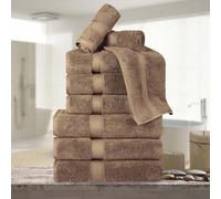 Superior Egyptian Cotton Pile 9 Piece Towel Set, Includes 3 Bath, 3 Hand, 3 Face Towels/Washcloths, Ultra Soft Luxury Towels, Thick Plush Essentials, Guest Bath, Spa, Hotel Bathroom, Latte