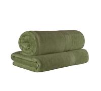 Superior Egyptian Cotton Pile Bath Sheet Set of 2, Ultra Soft Luxury Towels, Thick Plush Essentials, Absorbent Heavyweight, Guest Bath, Hotel, Spa, Home Bathroom, Shower Basics, Forest Green