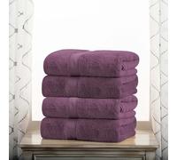 Superior Egyptian Cotton Pile Bath Towel Set of 4, Ultra Soft Luxury Towels, Thick Plush Essentials, Absorbent Heavyweight, Guest Bath, Hotel, Spa, Home Bathroom, Shower Basics, Plum