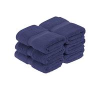 Superior Egyptian Cotton Pile Face Towel/Washcloth Set of 6, Ultra Soft Luxury Towels, Thick Plush Essentials, Absorbent Heavyweight, Guest Bath, Hotel, Spa, Home Bathroom, Shower Basics, Navy Blue