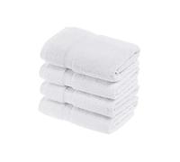 Superior Egyptian Cotton Pile Hand Towel Set of 4, Ultra Soft Luxury Towels, Thick Plush Essentials, Absorbent Heavyweight, Guest Bath, Hotel, Spa, Home Bathroom, Shower Basics, White