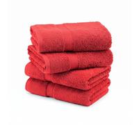 Superior Egyptian Cotton Pile Hand Towel Set of 4, Ultra Soft Luxury Towels, Thick Plush Essentials, Absorbent Heavyweight, Guest Bath, Hotel, Spa, Home Bathroom, Shower Basics, Red