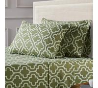 Superior Extra Soft Printed All Season 100% Brushed Cotton Flannel Trellis Bedding Pillowcase Set - Sage Trellis, Standard Size