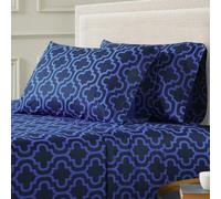 Superior FLAKGPC TRNB, Brushed Cotton Envelope closure pillowcases, King, Navy Blue Trellis, 2 Piece