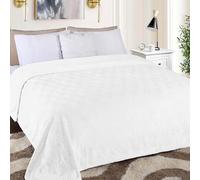 Superior Fleece Diamond Fluffy Blanket, Decorative Blankets for Bedroom, Sofa, Fuzzy, Plush, Soft, Cute Room Decor, Beautiful Cover, Comfort Essentials, Atka Collection, Twin Size, White