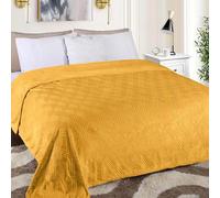 Superior Fleece Diamond Fluffy Blanket, Decorative Blankets for Bedroom, Sofa, Fuzzy, Plush, Soft, Cute Room Decor, Beautiful Cover, Comfort Essentials, Atka Collection, Throw Size, Gold